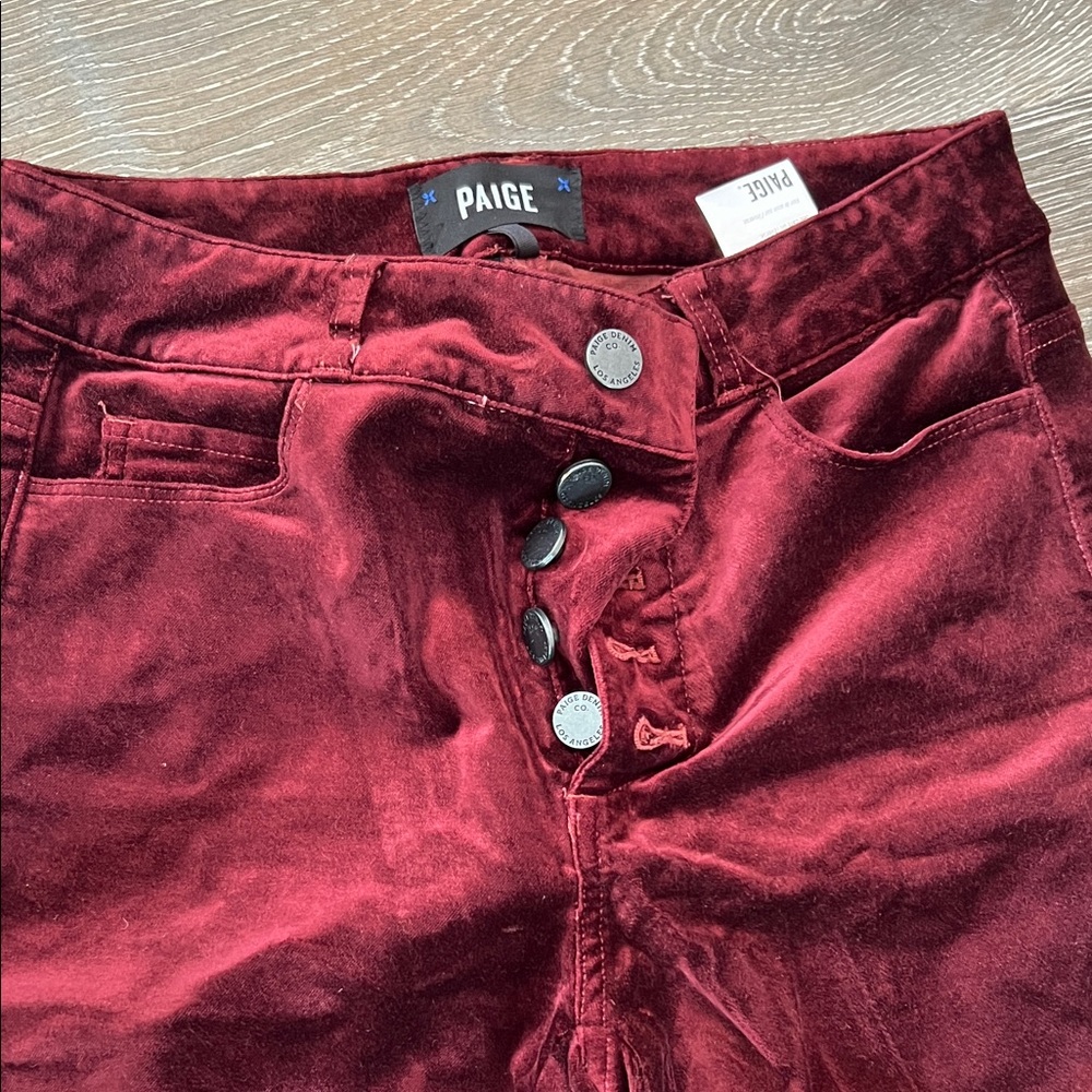 PAIGE Rich Red Velvet Trousers